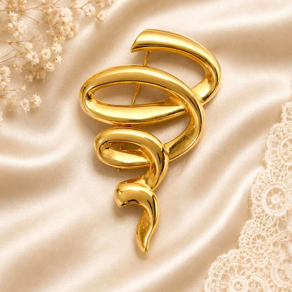 Vintage JJ Jonette Jewelry Gold Tone Freeform Brooch